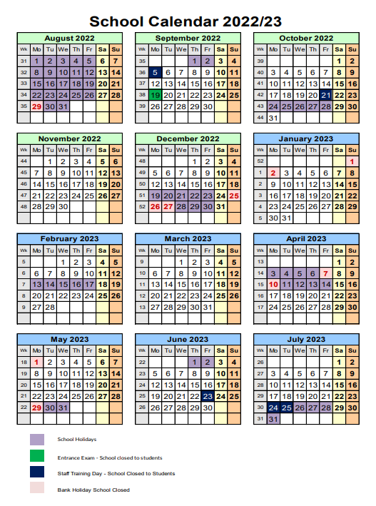 School Year Planner Heckmondwike Grammar School